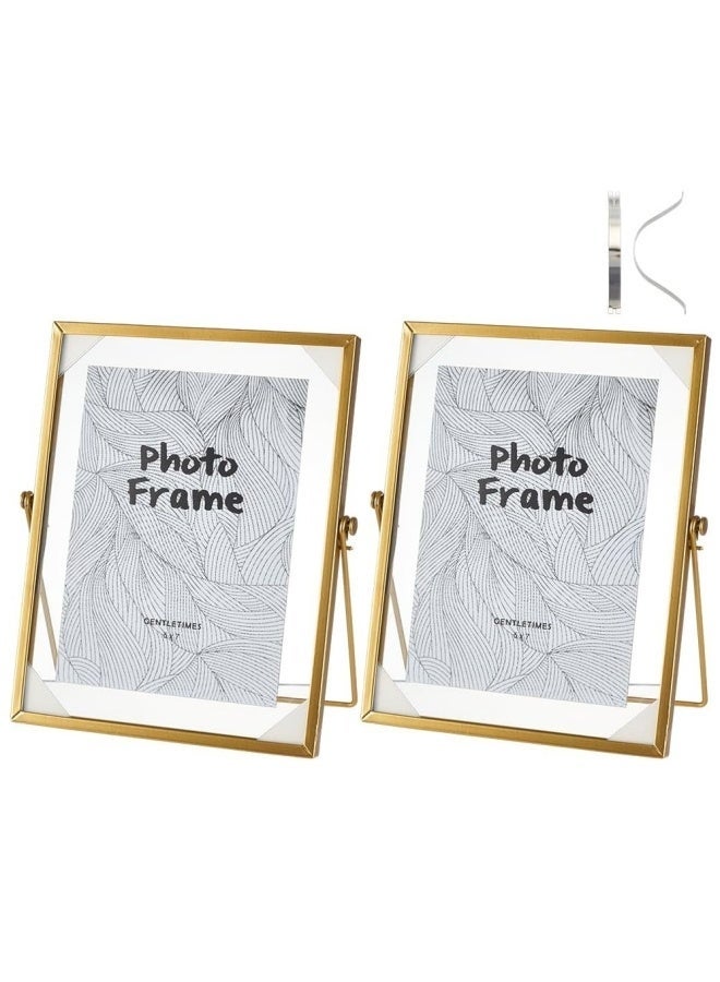 BUPY 22*17CM Picture Frames,Gold Photo Frame Decor with Plexiglas Cover High Definition Glass Desk Pictures Display - Image 1